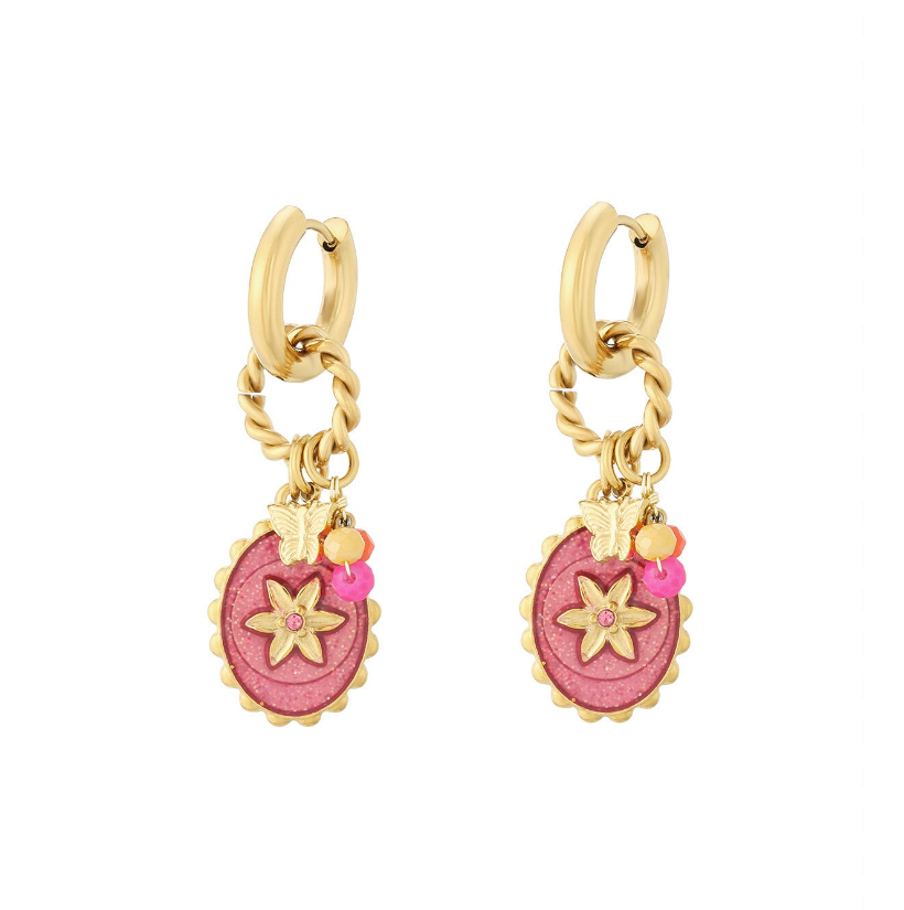 Pink stardust oorbellen