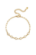 Schakelarmband met ronde zirkonia steentjes