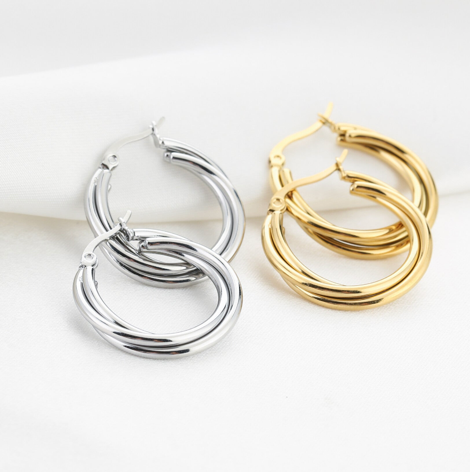 Twisted hoops— Zilver