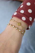 Schakelarmband met ronde zirkonia steentjes
