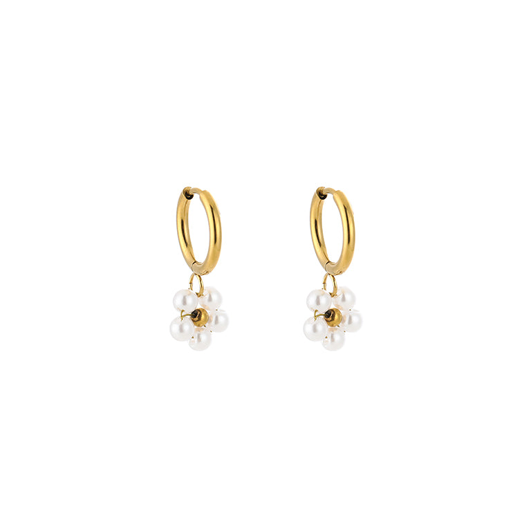 Parel bloem oorbellen